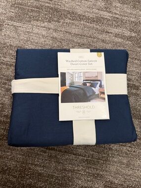 Threshold Navy Washed Cotton Sateen Duvet Cover Set